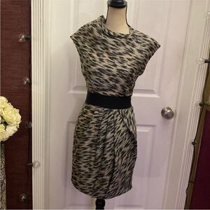 Yigal Azrouel Black and Tan Patterned Mini Dress, US0